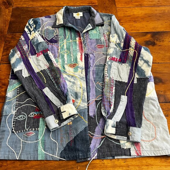 CANDY STARKMAN Art Asembled Long Sleeved Denim Shirt / Lightweight Jacket - Picture 3 of 7